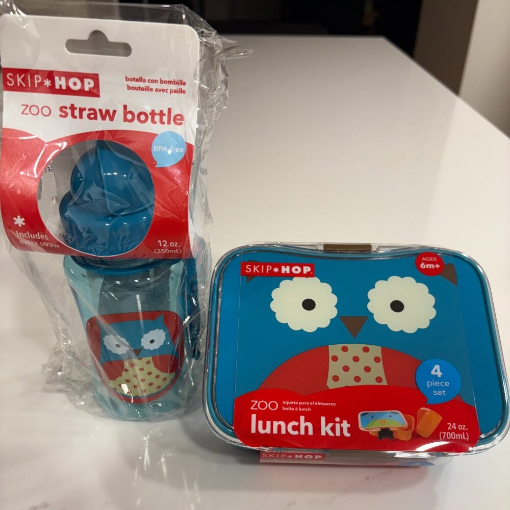 Skip*Hop ZOO Straw Bottle & Lunch Kit Owl Set